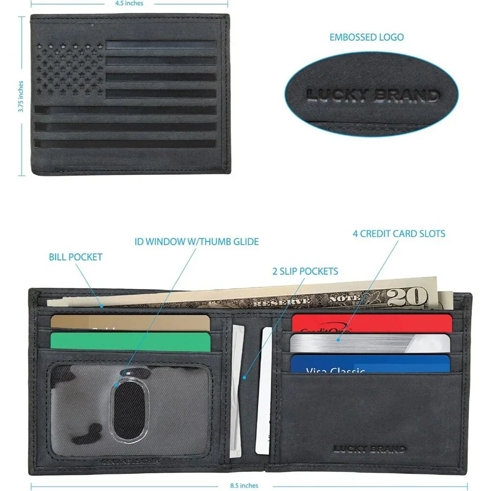 Men's Embossed Bifold Wallet (Available in Cotton Canvas Or Leather)